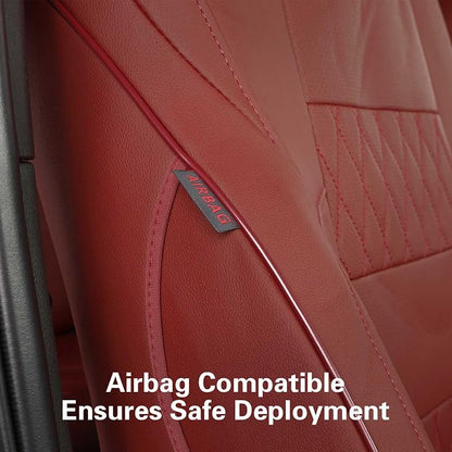 EKR Custom Fit Tacoma Front Car Seat Covers for Toyota Tacoma (Petrol & Hybrid) 2024 2025 2026 Double cab SR/SR5/TRD Sport/TRD Off-Road/Limited - Front Row Only,Faux Leather(Burgundy)