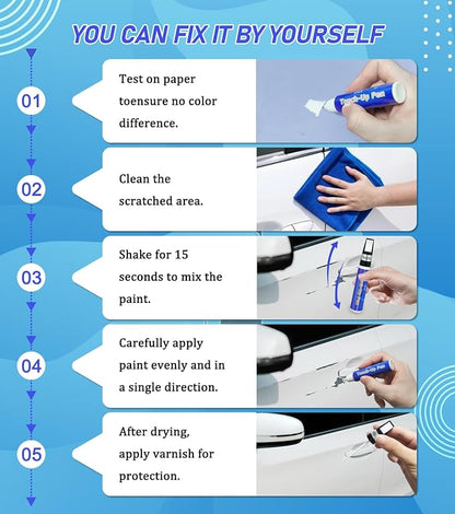 White Car Paint Touch Up Pen, Touch Up Paint for Car with Varnish Clear Coat Pen 2pcs, Car Scratch Repair Pen, Lasting Auto Scratch Remover, Quick and Easy Fix Vehicles Chip Rim Scuff Repair