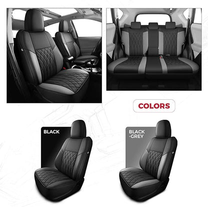 FREESOO Custom Seat Covers for Toyota RAV4 2013 2014 2015 2016 2017 2018, RAV4 Leather Car Seat Covers, RAV 4 SUV Accessories Full Set LE XLE Limited SE Platinum Adventure(Not for Hybrid), BlackGrey