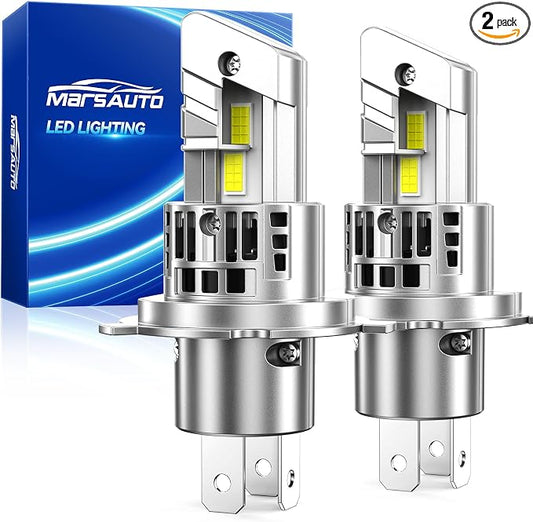 Marsauto M2P Series H4 LED Bulbs, 1:1 Mini Size H4 Light Bulbs, 80,000LM Ultra Bright 6500K Fog Light, No Adapter Required, Plug and Play Replacement, Pack of 2