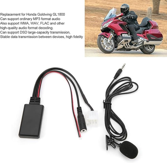 KIMISS DC 12V Car Audio Cable, Car Audio Music Adapter AUX Bluetooth 5.0 Adapter ABS Bluetooth AUX Cable for Goldwing GL1800