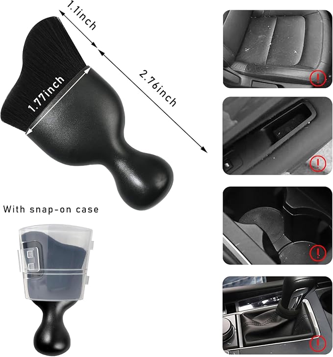 Dickno Car Interior Dust Brush, Soft Scratch Free Auto Detailing Brushes, Universal Vehicle Interior Cleaning Tool for Automotive Dashboard, Air Vents, Leather(Black)