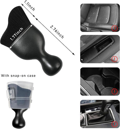 Dickno Car Interior Dust Brush, Soft Scratch Free Auto Detailing Brushes, Universal Vehicle Interior Cleaning Tool for Automotive Dashboard, Air Vents, Leather(Black)
