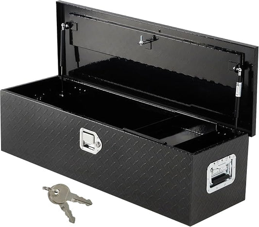 GarveeTech 39 in Aluminum Truck Tool Box, Truck Bed Storage Box with Security Lock and Wider Handles, Heavy Duty Waterproof Tool Box Organizer Chest for Pick Up Truck Rv Trailer - Black