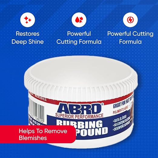 ABRO Rubbing Compound 10 oz — Car Scratch Remover & Buffing Compound for Oxidized Paint, Scuffs, Swirl Marks, Dull Finish, Auto Paint Correction & Detailing