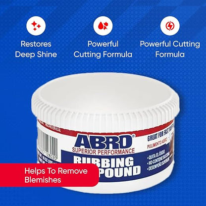 ABRO Rubbing Compound 10 oz — Car Scratch Remover & Buffing Compound for Oxidized Paint, Scuffs, Swirl Marks, Dull Finish, Auto Paint Correction & Detailing