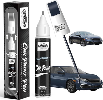 Cosmic Blue Metallic(B-607M) for Honda Touch Up Paint Pen, 2 in 1 Car Scratch Remover with Pen Tip and Brush, Precise Color Match for Car Paint Scratch Repair, Quickly and Easily Fix Chips and Nicks
