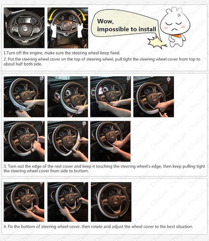 New Diamond Leather Steering Wheel Cover with Bling Bling Crystal Rhinestones, Universal Fit 15 Inch Car Wheel Protector for Women Girls,Pink & White Diamond