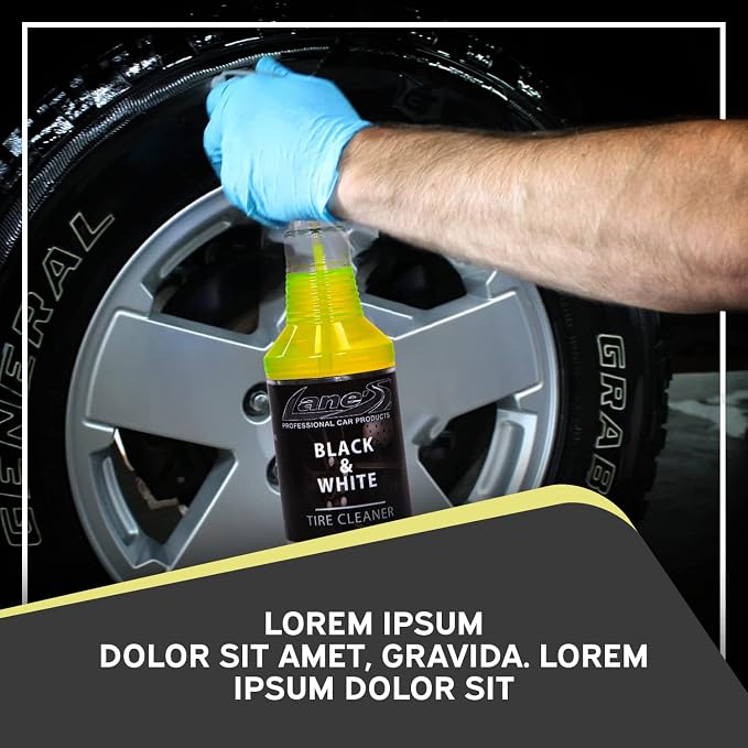 LANE'S Black and White Tire Cleaner- Tire Cleaner, Cleaning Tire Spray, Strong Tire Cleaner - Formulated Cleaning Strength, Restores Rubber to Black, Fast Acting Tire Cleaner- 1 Gallon