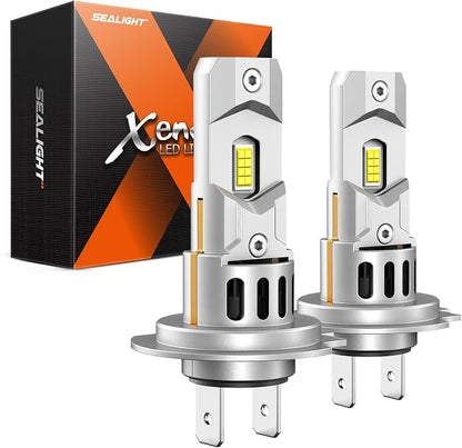 SEALIGHT H7 Bulbs, 64,000LM 900% Brightness H7 Light Bulbs, 6500K Cool White Bulbs with 15000RPM Fan, Plug and Play ATV/UTV, 10-Year Extended Lifespan IP68 Waterproof, Pack of 2