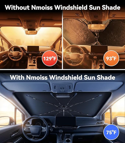 Nmoiss Windshield Sun Shade Umbrella Fit for Toyota Sienna 2004-2026 Accessories, [Vinyl Coating Heat Shield] Protect Car from Sun Rays & Heat Damage Keep Cool and Protect Interior