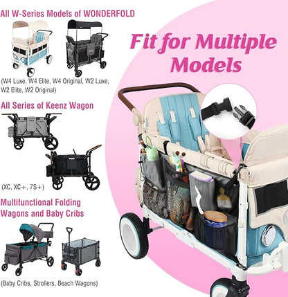 Adjustable Straps & Buckles Stroller Wagon Cargo Net Organizer, Wagon Accessories Compatible with WONDERFOLD W-Series Models, Large Capacity Mesh Cargo Storage Bag with Sorting Pockets for Keenz Wagon