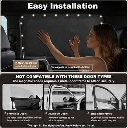 XCBYT Magnetic Car Window Shades Rear Side Windows 2PCS, 100% Blackout Privacy Curtains, Suede Car Window Covers for Baby, Passengers, Camping, Breastfeeding & Travel Rest