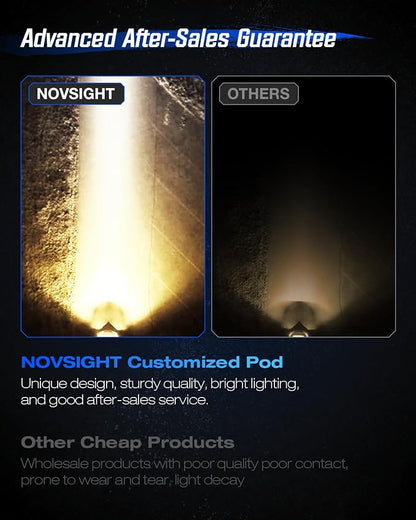 NOVSIGHT 2 Inch LED Pod Lights - 8 Modes Amber/White Driving Fog Lights With Dual Mounting Brackets, IP68 Waterproof Off Road Auxiliary Lights for Motorcycle Truck ATV UTV 5 Years Service, 2Pcs
