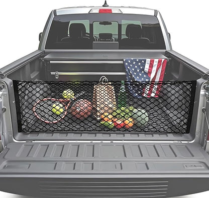 BAILALIBO Cargo Net for Pickup Truck Bed, Adjustable Accessories for Storage Secure Nets, Stretchable Tailgate Net with Hook, Compatible for Chevy Silverado Ford LTZ WT LS F150 F250 (50x18 Inch)