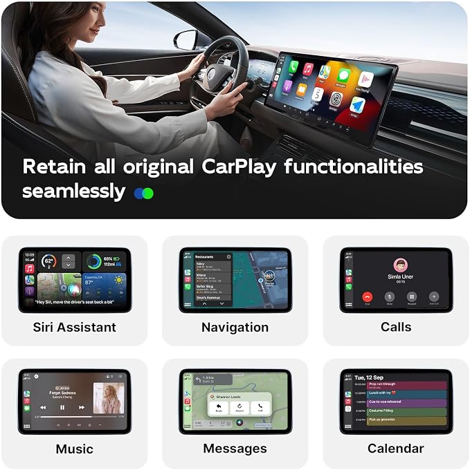 Wireless CarPlay Adapter for Apple iPhone (2025 Upgraded) - Multi-User Seamless Connection for Convert Wired to Wireless Car Play Adapter - No Latency from iOS 10+ to Screen w/USB C (Blue)