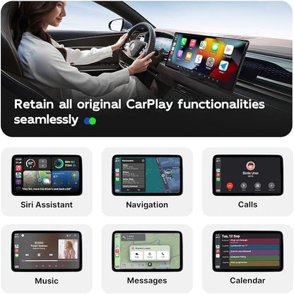 Wireless CarPlay Adapter for Apple iPhone (2025 Upgraded) - Multi-User Seamless Connection for Convert Wired to Wireless Car Play Adapter - No Latency from iOS 10+ to Screen w/USB C (Blue)