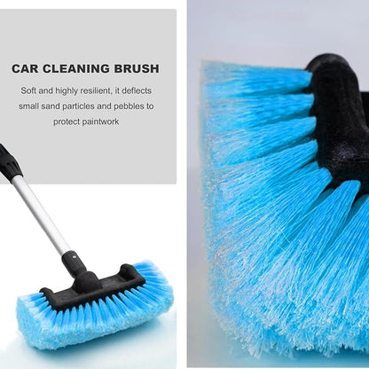 10.2" Car Wash Brush Head, Flow-Thru Auto Camper Cleaning Brushes with Soft Bristle, Universal Detailing Brush Head for Vehicle Boat Exterior Washing, Car Accessories (Blue)