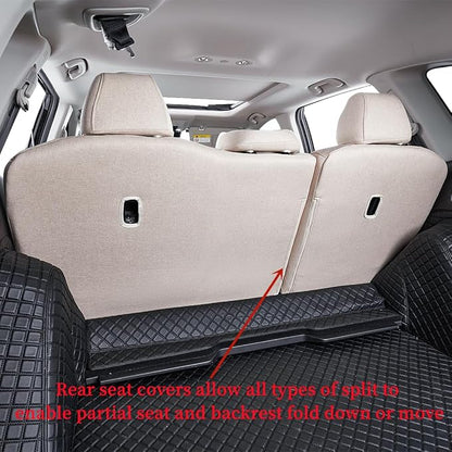 coverdream Custom Front Seat Covers Compatible with Select Toyota Tacoma Double Cab 2016 2017 2018 2019 2020 2021 2022 2023 Models (Beige,Full Set)