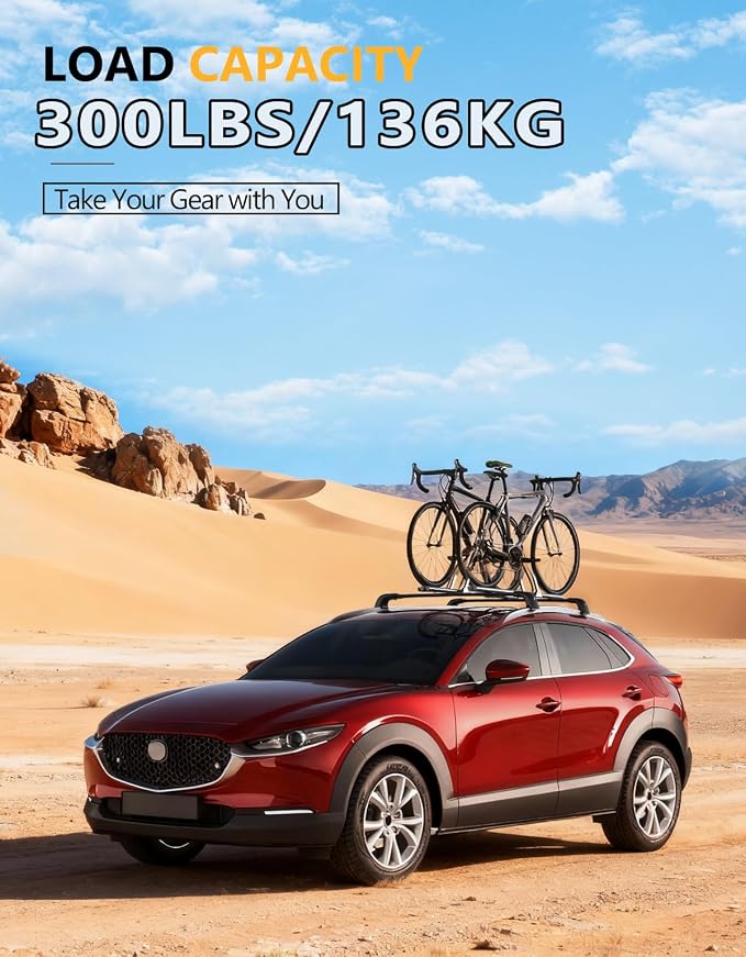 Tuyoung 300lbs Roof Rack Cross Bars Fit for Mazda CX30 CX-30 2020 2021 2022 2023 2024 2025 2026 with Flush Side Rails，Lockable Heavy Duty Anti-Theft Aluminum Roof Rails Crossbars Cargo Carrier Bag