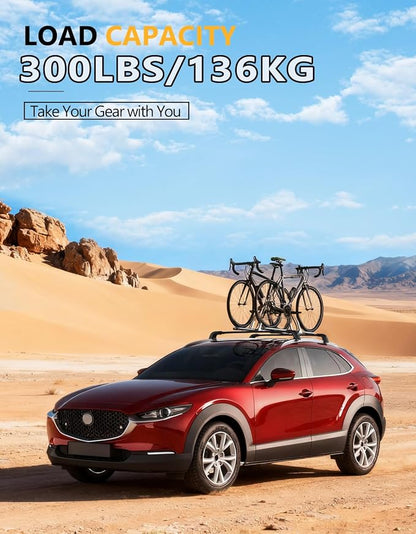 Tuyoung 300lbs Roof Rack Cross Bars Fit for Mazda CX30 CX-30 2020 2021 2022 2023 2024 2025 2026 with Flush Side Rails，Lockable Heavy Duty Anti-Theft Aluminum Roof Rails Crossbars Cargo Carrier Bag