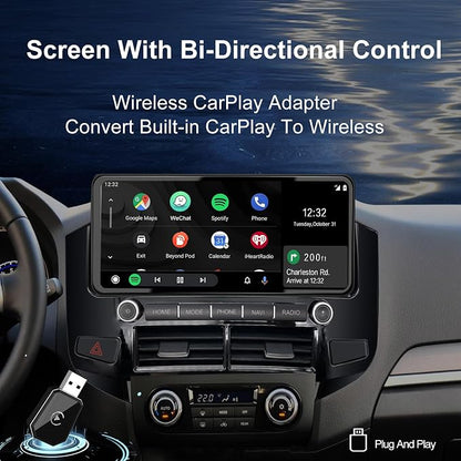 Wireless Carplay Adapter, Android Auto Adapter Plug and Play 2025 Carplay, Convert Wired to Wireless Supports Car Original Control, Mini Car Play Box for Cars