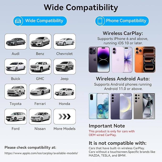 Magic CarPlay AI Box, Wireless CarPlay & Android Auto Adapter with Netflix/YouTube/TikTok, Plug & Play, Car Play Wireless Adapter Compatible with iPhone 7+/iOS 10+ & Android 11+