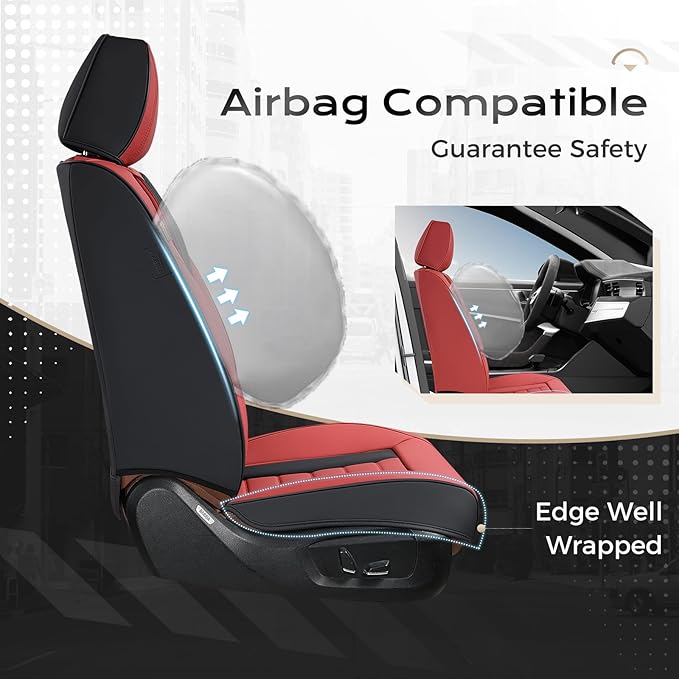 Coverado Car Seat Covers Full Set, Seat Covers for Cars, Front Seat Covers and Back Seat Cover Waterproof Leather Automotive Seat Cover, Universal Car Interior Protectors Cushion for Most Cars