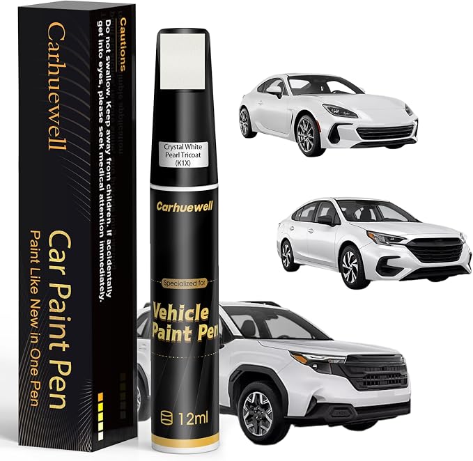 Crystal White Pearl Tricoat(K1X) Touch Up Paint Compatible with SUBARU, Exact Match Car Paint Pen Automotive Scratch Repair Remover Kit Quick & Easy Solution for Vehile Chips and Nicks