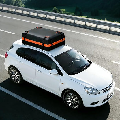 15 CuFt Car Rooftop Cargo Carrier Bag, 100% Waterproof Heavy Duty Car Roof Top Carrier for All Vehicles with/Without Racks, Includes Anti-Slip Mat, 8 Reinforced Straps, Lock & 6 Door Hooks