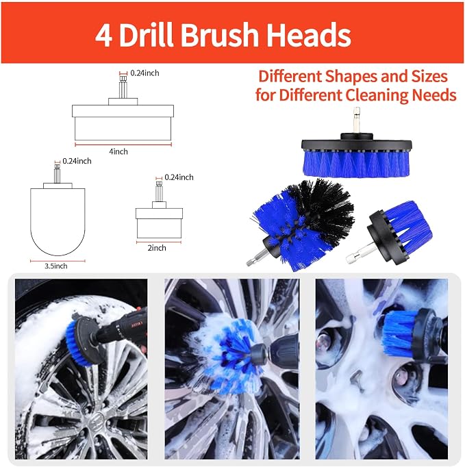 23Pcs Car Wash Kit,62" Car Wash Brush Mop with Long Handle,Car Cleaning Kit,Car Detailing Brush Set,Car Wash Bucket with Filter,Windshield Window Squeegee for Cars RV Truck Boat