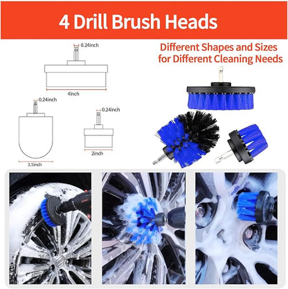 23Pcs Car Wash Kit,62" Car Wash Brush Mop with Long Handle,Car Cleaning Kit,Car Detailing Brush Set,Car Wash Bucket with Filter,Windshield Window Squeegee for Cars RV Truck Boat