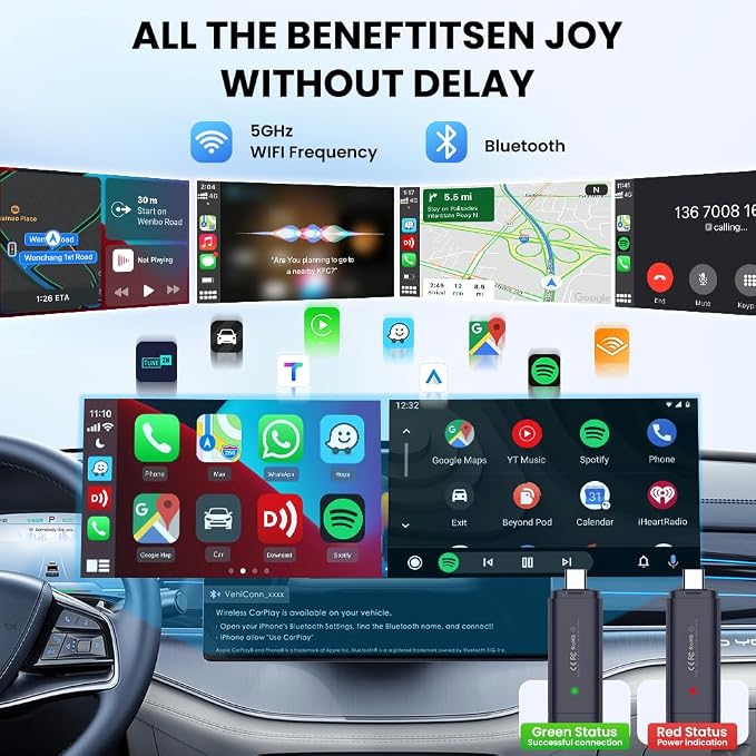 Carlinkit Mini SE Pro Wireless CarPlay Adapter, Wired to Wireless Converter for OEM Factory Wired CarPlay/Android Auto Cars, 5GHz WiFi Fast Connect with USB C/A Dual Port
