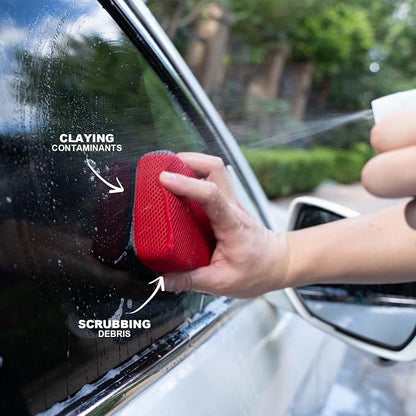 2 Pcs Fine Grade Clay Scrubber for Auto Detailing and Car Detailing, Clay Sponge Decontaminates Debris, Painted Surfaces, and Road Grime Efficiently and Easily, Enhance Gloss and Color Depth