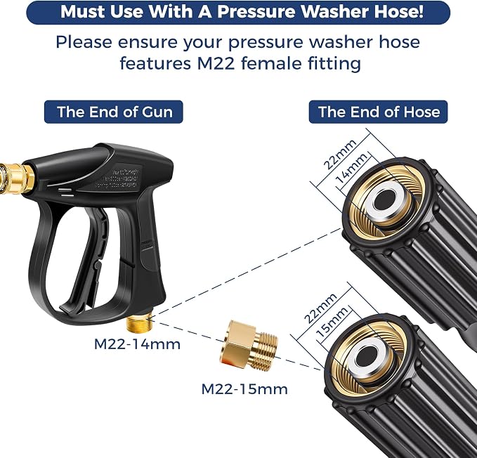 Foam Cannon Dual Connector for Pressure Washer, Industrial Car Wash Foam Gun Kit 1/4 Inch Quick Connector, Adjustable Soap Cannon with 5 Pressure Washer Nozzle Tips, Adapter, 1 Liter