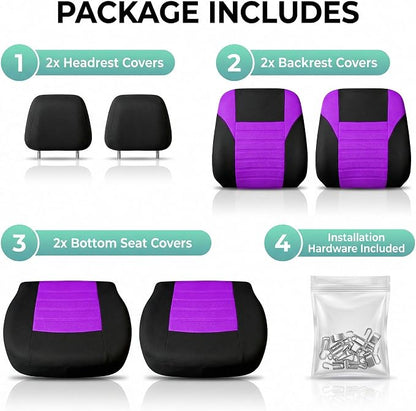 FH Group Automotive Car Seat Covers Front Set Premium 3D Air Mesh Front Seat Covers, Airbag Compatible Universal Fit Interior Accessories for Cars Trucks and SUVs - Purple
