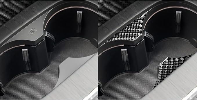 Real Premium Carbon Fiber Decor Compatible with Audi A3 S3 RS3 8V 2013 2014 2015 2016 2017 2018 2019 Car Center Console Water Cup Holder Sticker Auto Interior Accessories Decal Black