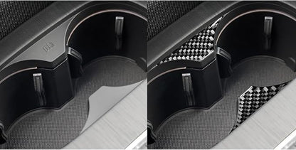 Real Premium Carbon Fiber Decor Compatible with Audi A3 S3 RS3 8V 2013 2014 2015 2016 2017 2018 2019 Car Center Console Water Cup Holder Sticker Auto Interior Accessories Decal Black