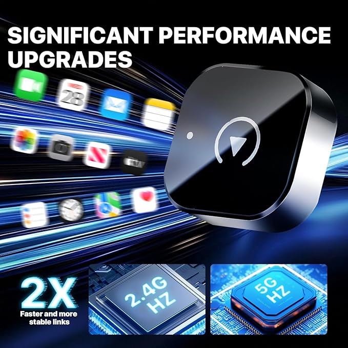 2026 Upgrade 2-in-1 Mini Wireless CarPlay Adapter, Plug & Play Wireless Android Auto Dongle, Auto Reconnect Mini USB Car Play Accessory Compatible with iPhone Android