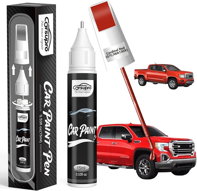 Cardinal Red(G7C/WA130X) for GMC Touch Up Paint Pen, 2 in 1 Car Scratch Remover with Pen Tip and Brush, Precise Color Match for Car Paint Scratch Repair, Quickly and Easily Fix Chips and Nicks