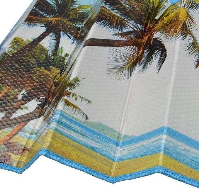BDK Palm Tree Tropical Island Front Windshield Sun Shade Accordion Folding Cute Car Window Shades for Truck & Car Sunshade Shield for Sun UV Rays - Visor Protector Keeps Vehicle Cool - 58 x 27 inches