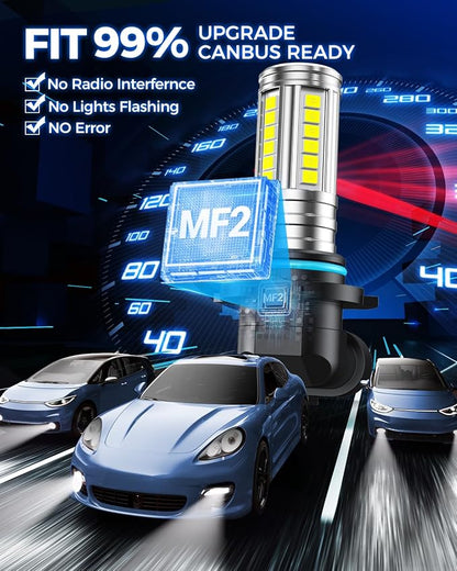 Marsauto HB4/9006 LED Fog Light Bulbs, 12,000LM 9006 HB4 LED Fog Light Bulbs, 360° Illumination 600% Brightness Strong Penetration, 1:1 Mini Size 60 Pcs CSP Chips 9006 Led Bulb, Tire Light Assemblies