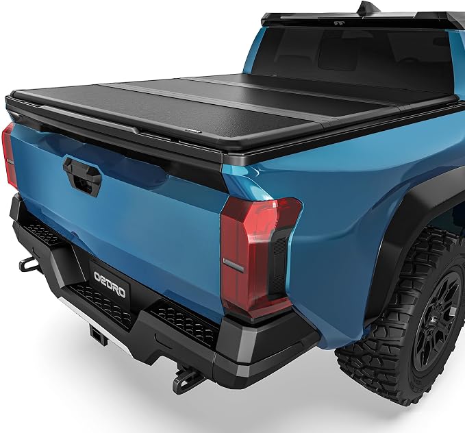 OEDRO FRP Hard Tri-fold Tonneau Cover Fold Truck Bed Covers Compatible with Toyota Tacoma 2024 2025 2026 (Excl. Trail Edition) with 5 Feet Bed with Tacoma Bed Rail