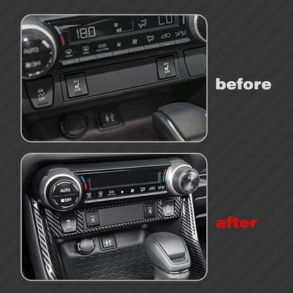 x xotic tech Set Carbon Fiber Style Interior Center Console AC Control Panel Gear Shift Lever Water Cup Holder Armrest Box Accessories Cover Trim Combo Kit, Compatible with Toyota Rav4 2019-2025