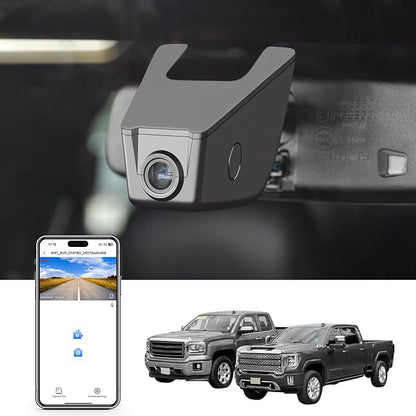 Mangoal 4K Dash Cam fit for GMC Sierra Select 1500 2014-2021 Select 2500/3500 2015-2023(Model E), NO Vehicle Sensor Cover, 2160P Video, WiFi & APP, GPS, 64GB Card