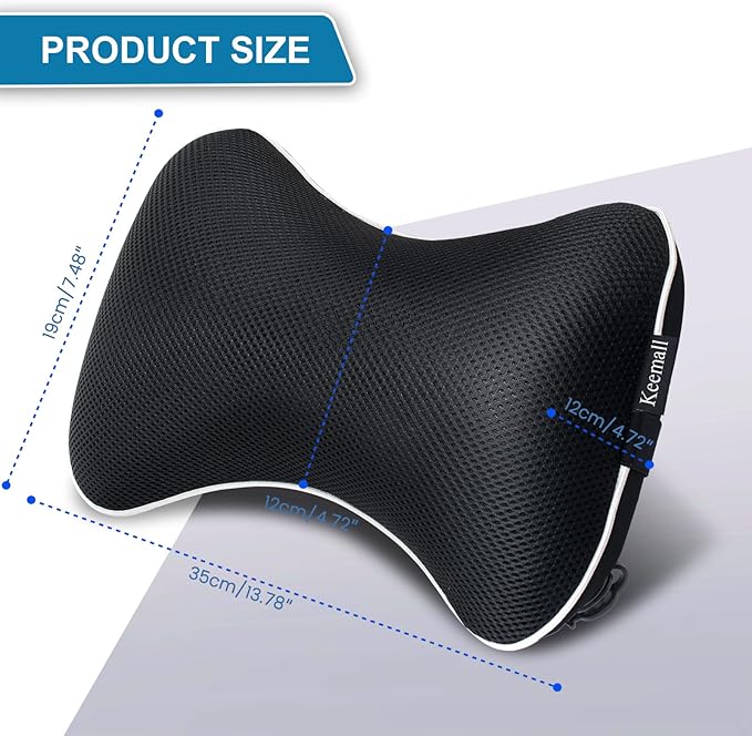 Keemall Inflatable Car Neck Pillow, Soft Headrest Inflatable Car Pillow for Driving Seat with Adjustable Strap, Comfortable Ergonomic Design Neck Support and Breathable Washable Cover