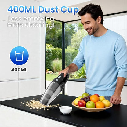 Handheld Vacuum Cordless Car Vacuum Cleaner 11000PA High Power Portable 1.4lbs Lightweight Rechargeable with 2 Filter Multi-Nozzles for Home Office Dust