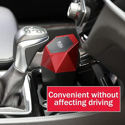 JUSTTOP Car Trash Can with Lid, Easy to Clean, Diamond Design Small Automatic Portable Trash Can, Used in Car Home Office Interior Accessories, 2PCS (Red)