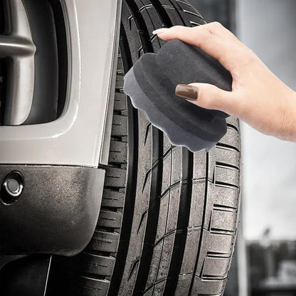 2PCS Car Tire Dressing Applicator Pads, Reusable Hex-Grip Vehicle Wheel Wax Buffing Dressing Sponge Pad, Automotive Tire Shine Detailing Foam Tool, Universal Fit (4.33Inch/Black)