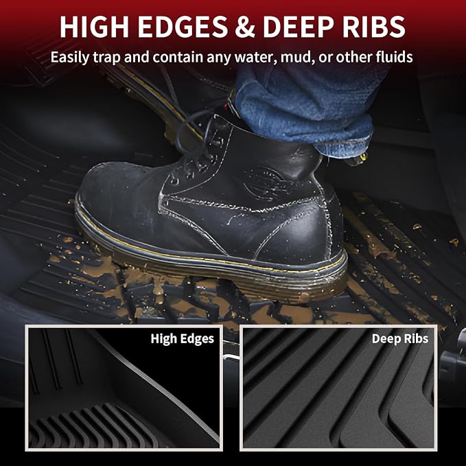 LASFIT Floor Mats & Cargo Mat for Volvo XC60 (2018-2026),XC60 All Weather Floor Liner TPE Custom Fit 1st & 2nd Row Car Mats and Floor Mats for XC60 Automotive Accessories(Not Fit PHEV (T8 Models))